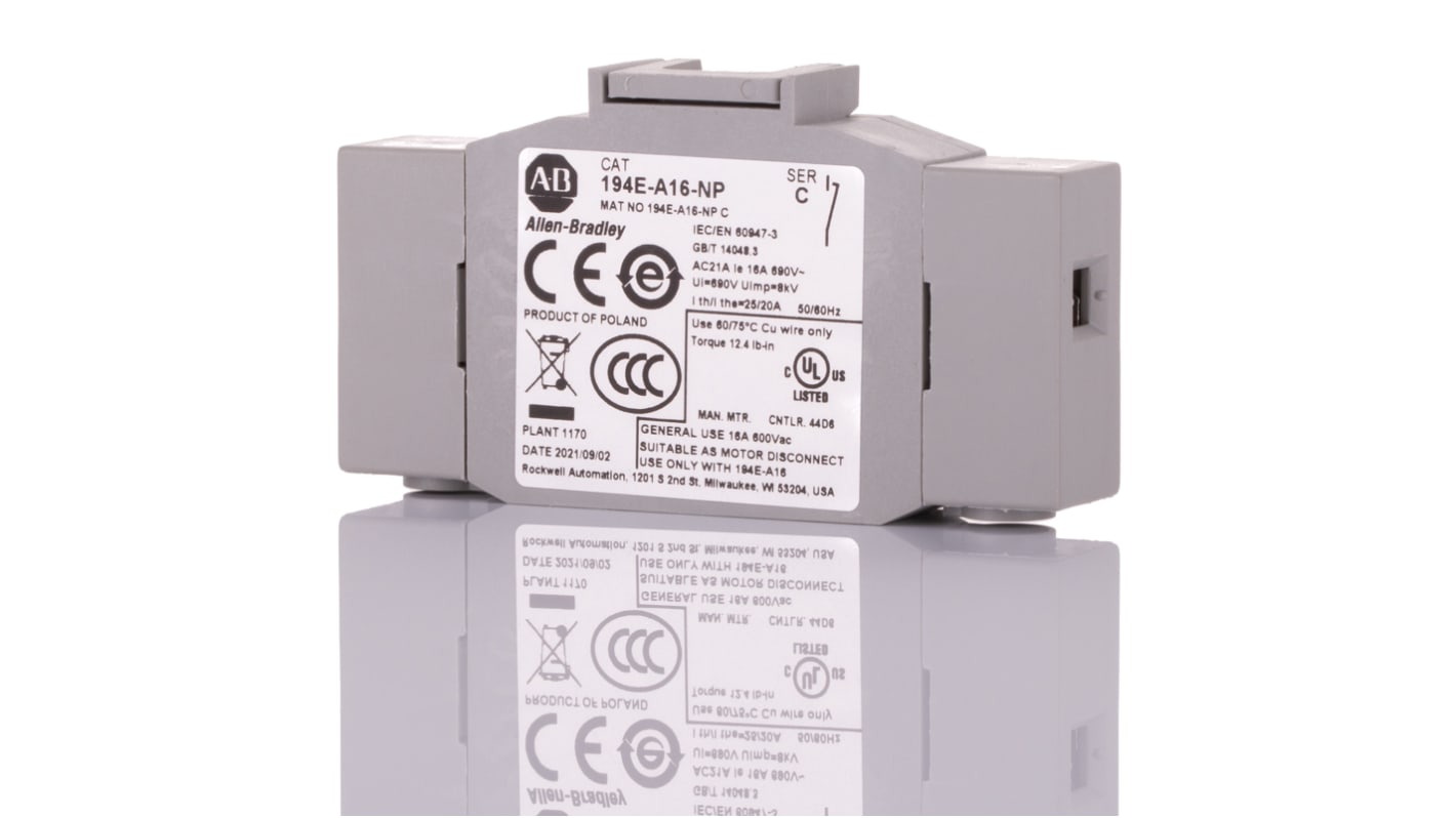 Allen Bradley Switch Disconnector Auxiliary Switch, 194E-NP Series for Use with Control & Load Switch