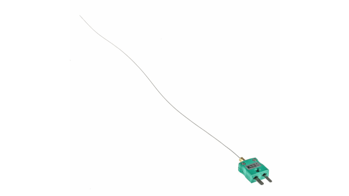 Termopar tipo K RS PRO , calibrado SYSCAL, Ø sonda 0.5mm x 250mm, temp. máx +1100°C, conexión , con conector miniatura