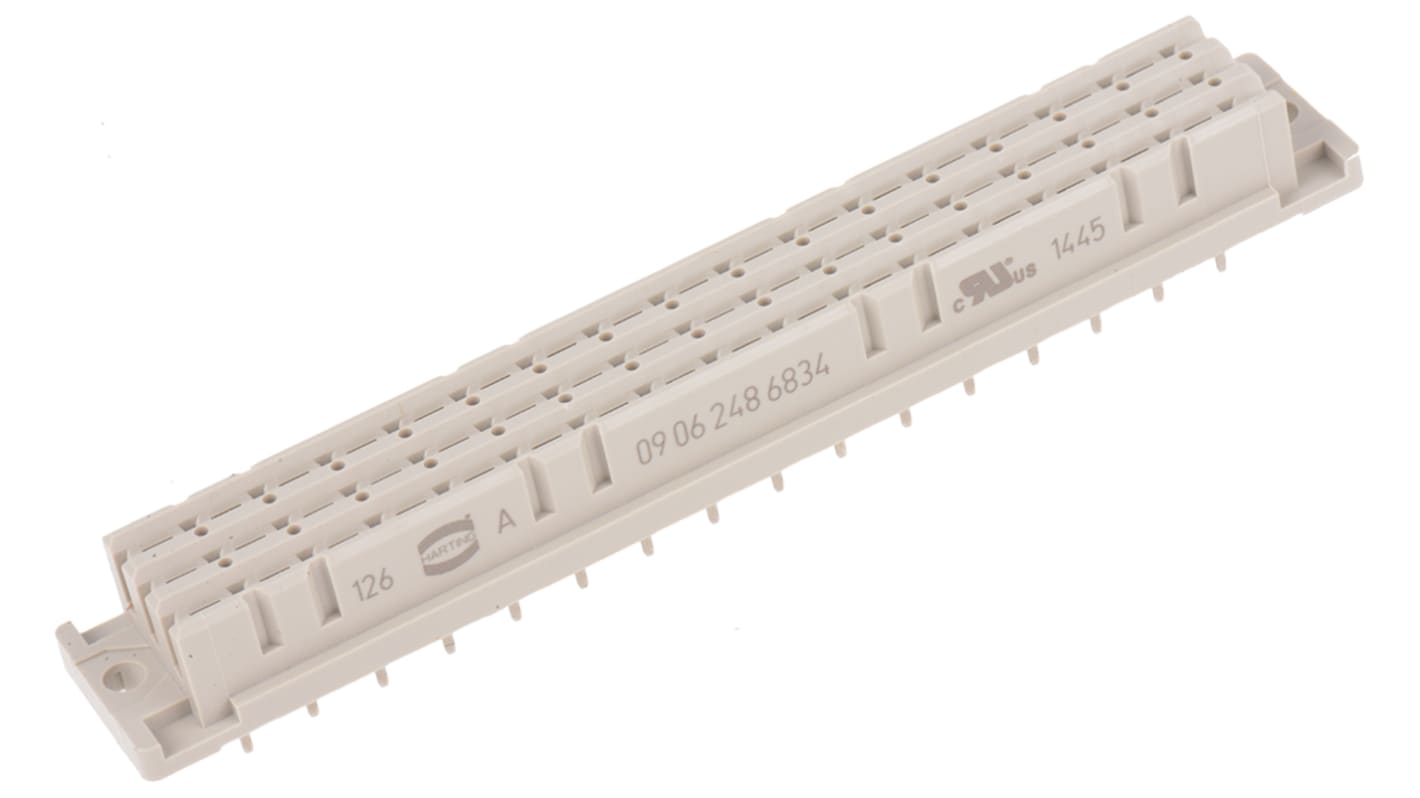 Connecteur DIN 41612 Harting, 48 contacts Femelle, Droit sur 3 rangs, entraxe 5.08mm