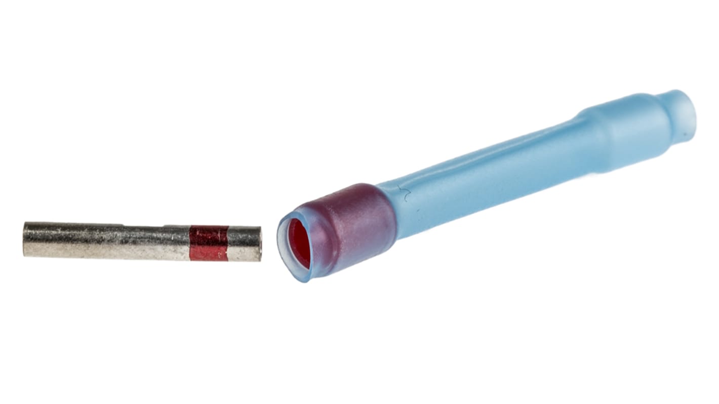 TE Connectivity, MiniSeal Butt Splice Connector, Red, Insulated, Tin 0.15 → 0.75 mm²