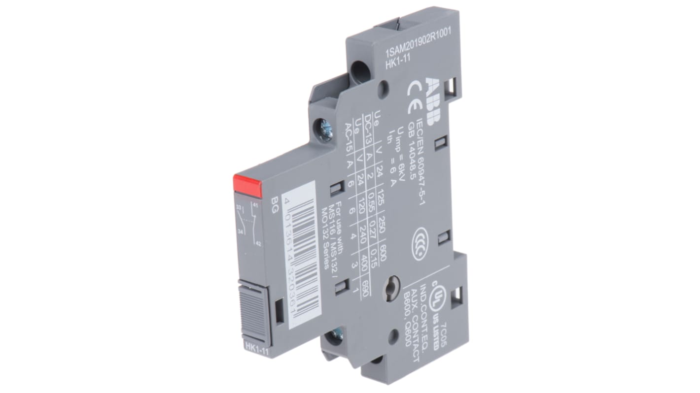 ABB Auxiliary Contact, 2 Contact, 1NC + 1NO, Side Mount