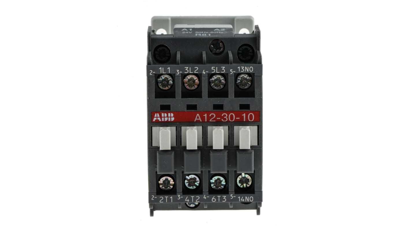 ABB A12 A Line Contactor, 24 V ac Coil, 3-Pole, 27 A, 5.5 kW, 3NO, 690 V ac