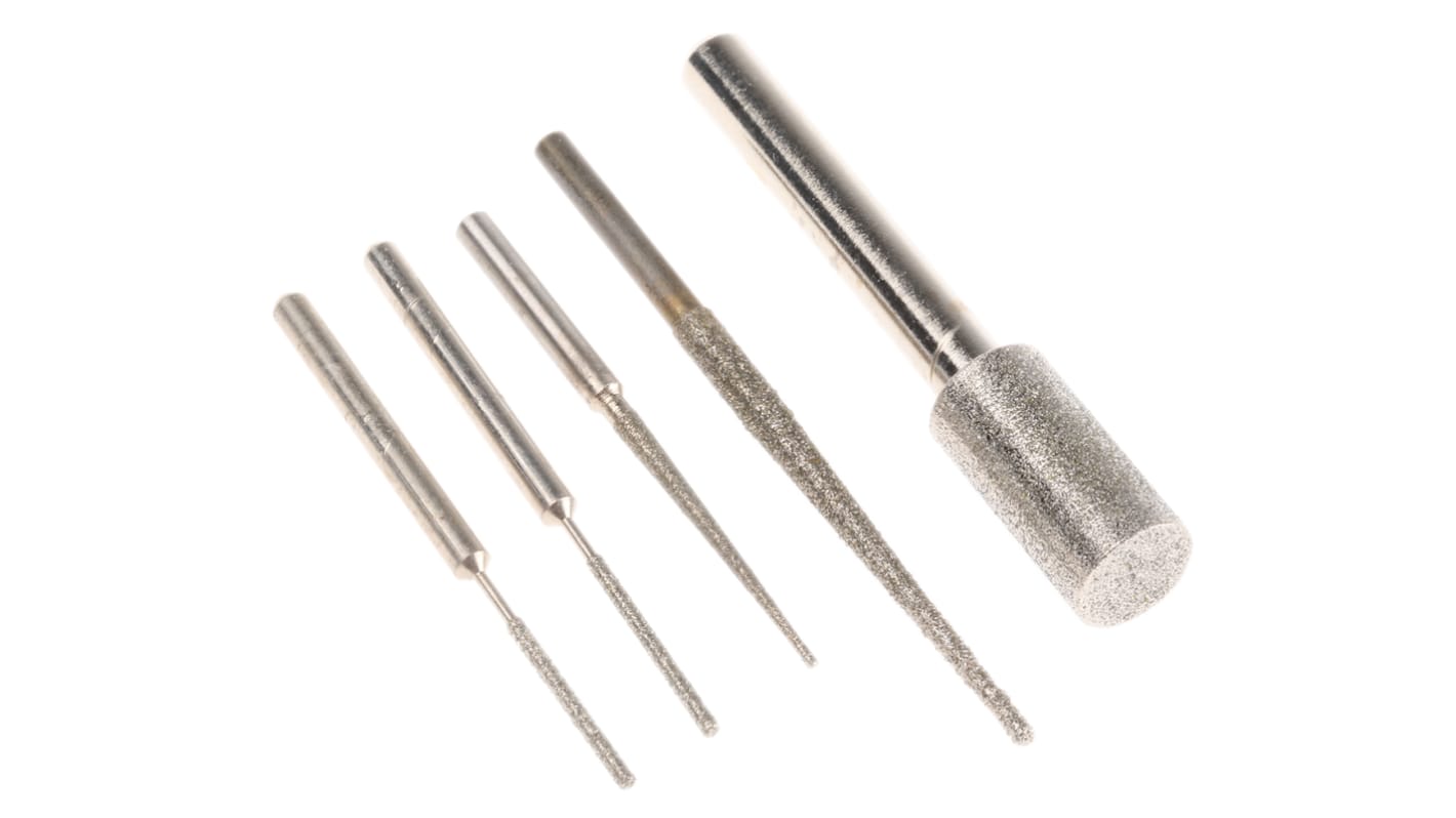 RS PRO Slibestifter i sæt, Diamond Grinding Pin Set, 5 Dele