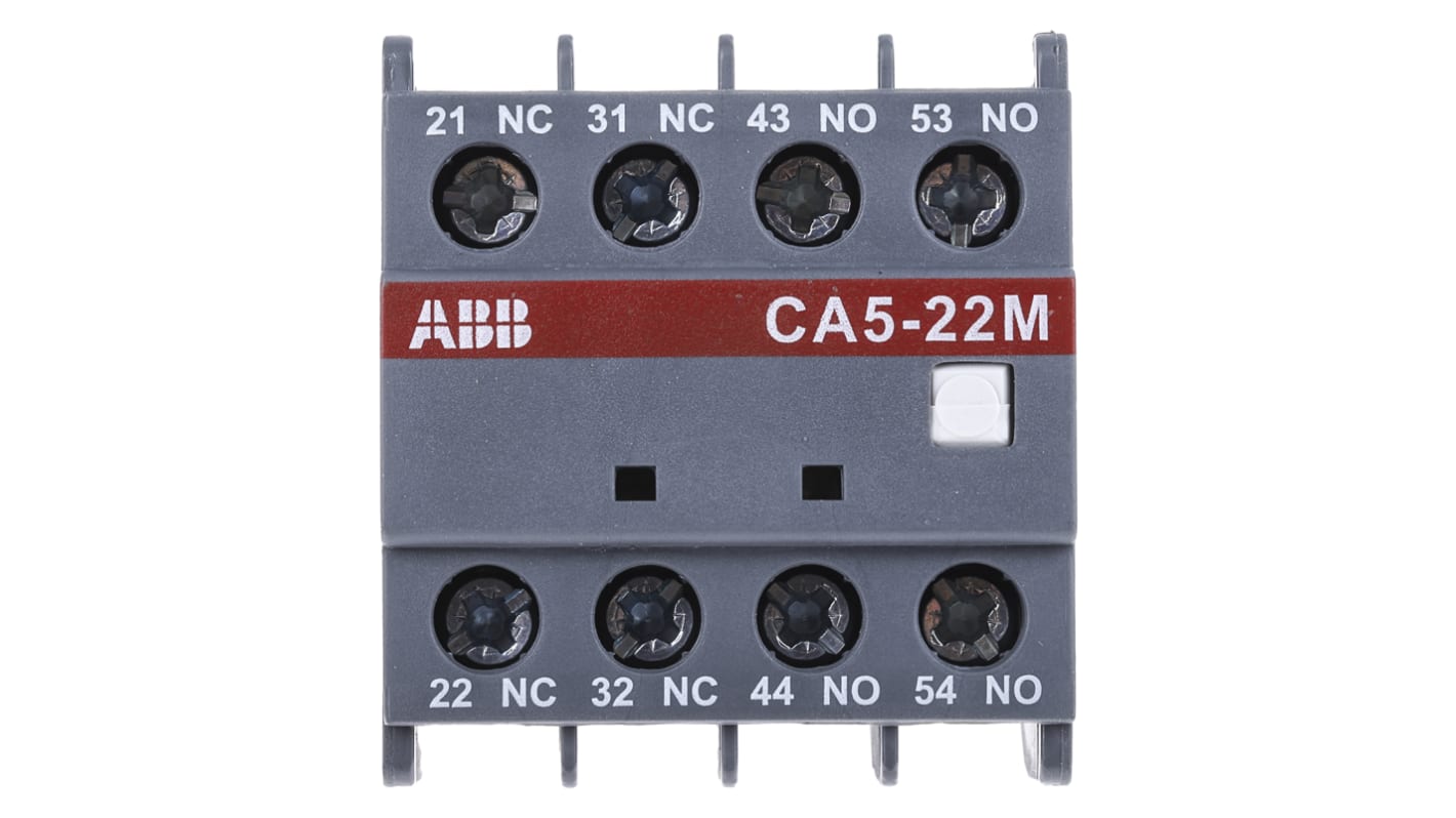 ABB CA5 Hilfskontakt 4-polig, 2 Öffner + 2 Schließer Frontmontage mit Schraubanschluss Anschluss 6 A, 24 V dc, 230 V ac