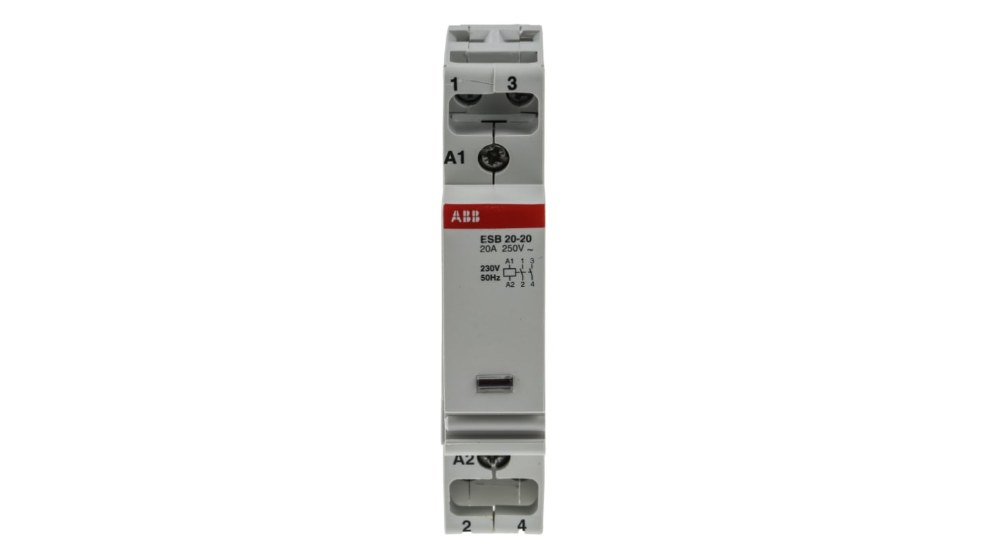 Contattore ABB, serie ESB, 2 poli, 2 N/A, 20 A, 4 kW, bobina 230 V ca