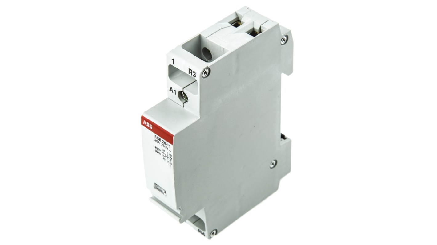 ABB ESB Series Contactor, 230 V ac Coil, 2-Pole, 20 A, 4 kW, 1NO + 1NC