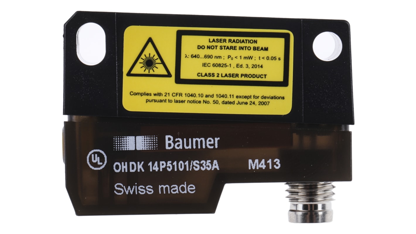 Fotocélula rectangular Baumer, Sistema Difuso, alcance 20 mm → 350 mm, salida PNP, Conector de M8 4 clavijas,