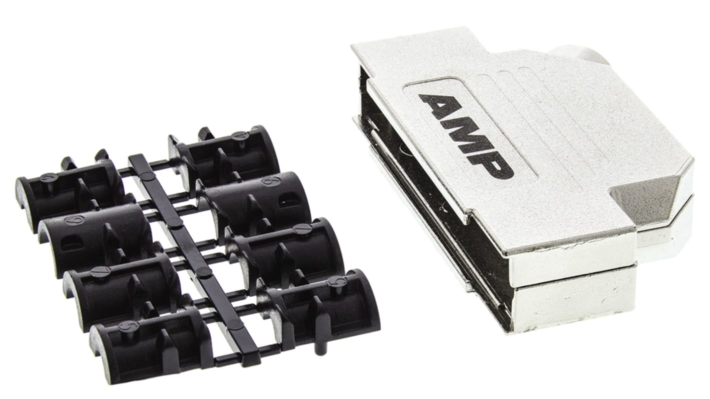 TE Connectivity ADK Series Zinc Angled D Sub Backshell, 37 Way, Strain Relief