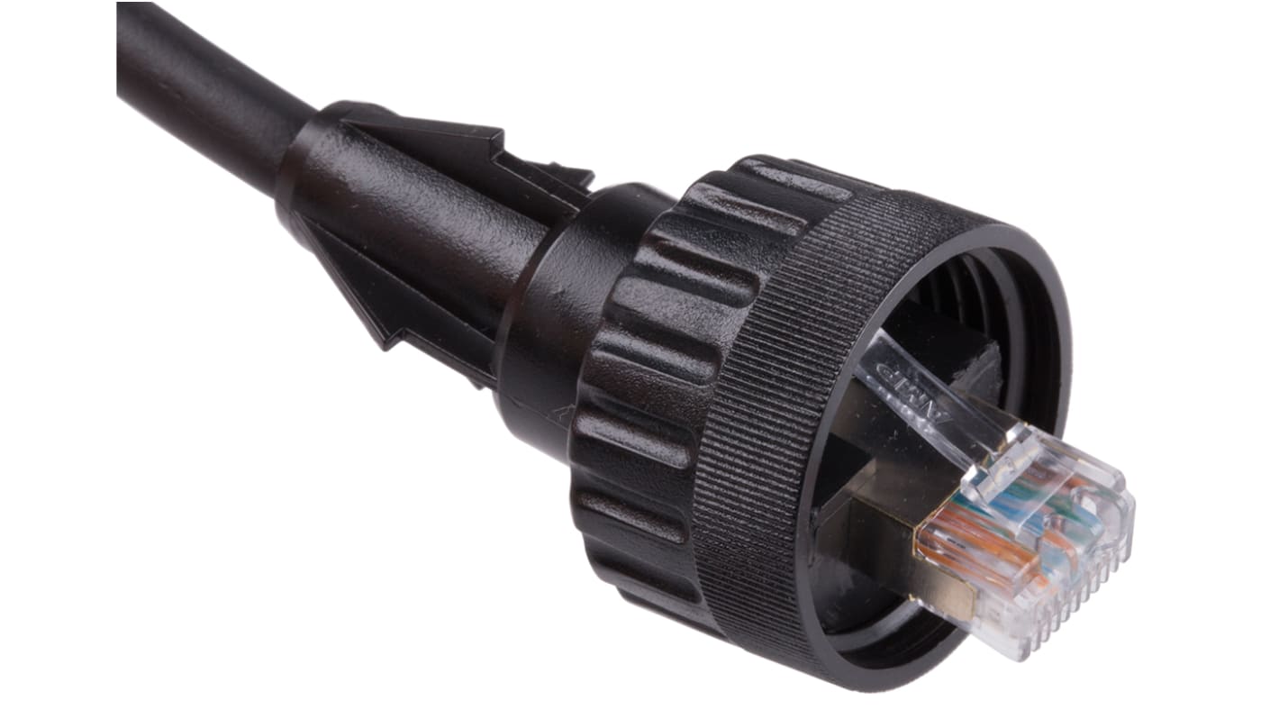 Cable Ethernet Cat5e F/UTP Brad from Molex de color Negro, long. 5m, funda de Poliuretano (PUR)