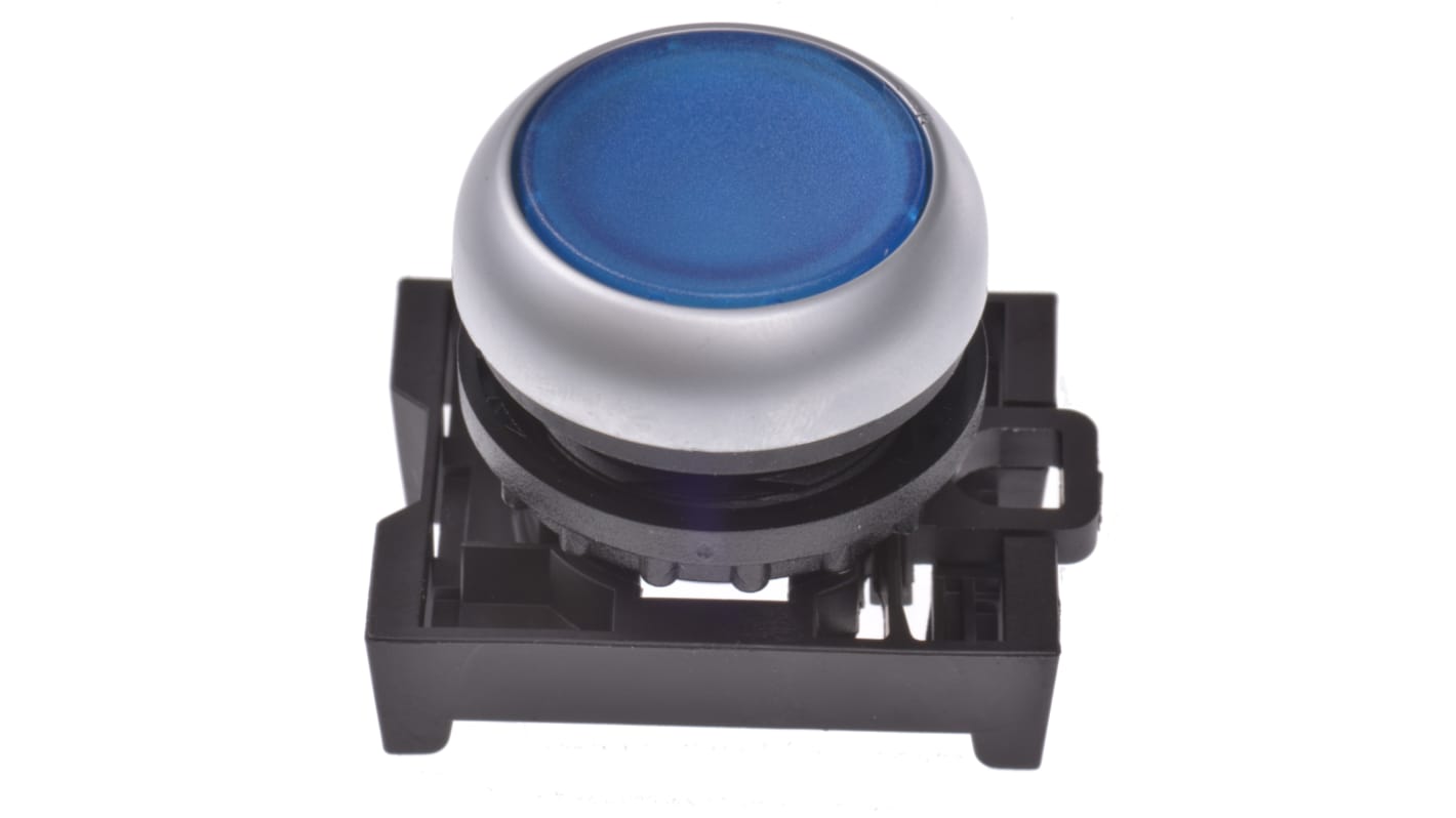Cabezal de pulsador Eaton serie RMQ Titan M22, Ø 22mm, de color Azul, Redondo, Mantenido, IP69K