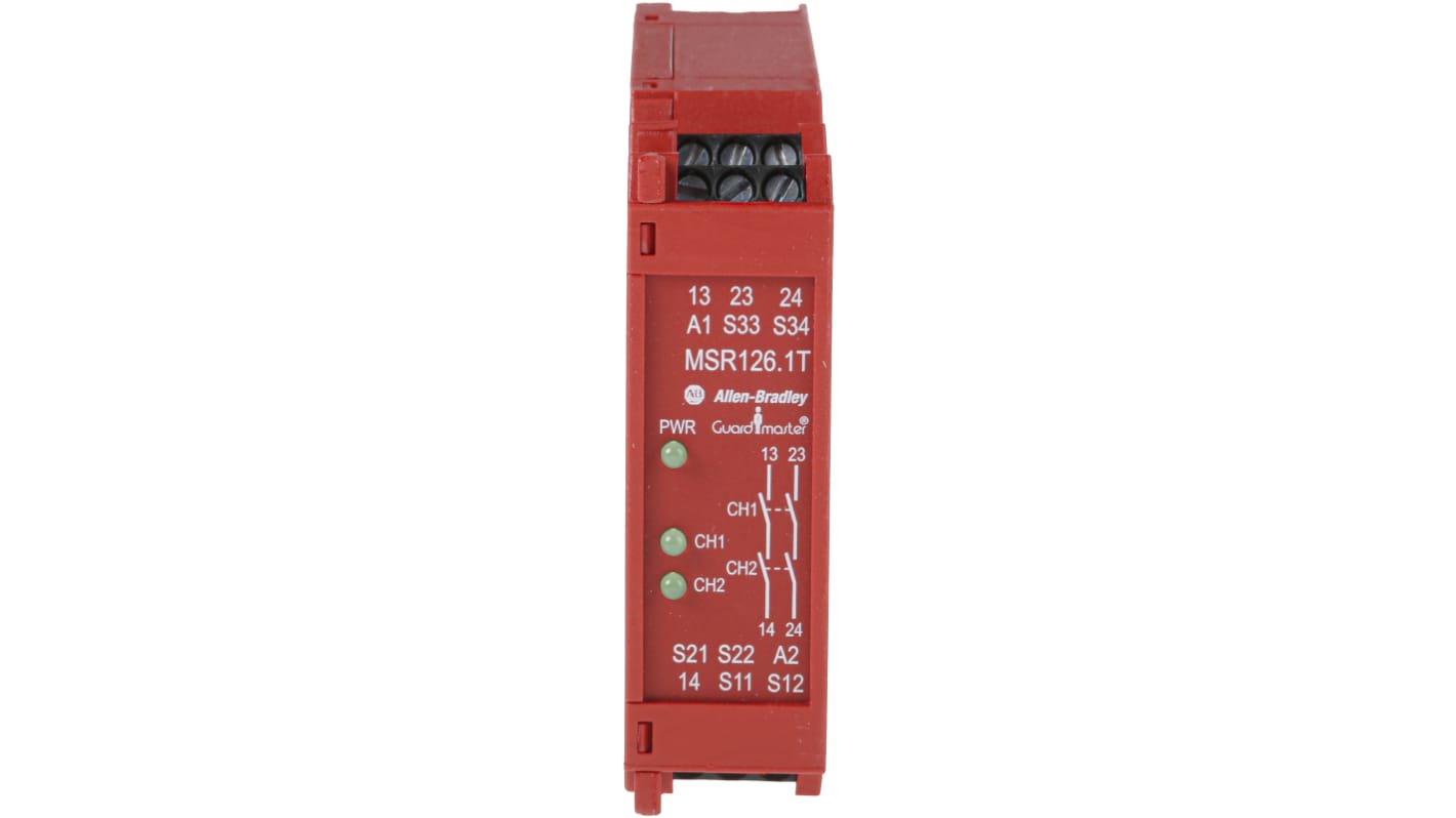 Rockwell Automation MSR126.1T Sicherheitsrelais, 24V ac/dc, 2-Kanal, 2 Sicherheitskontakte Lichtstrahl/Vorhang,