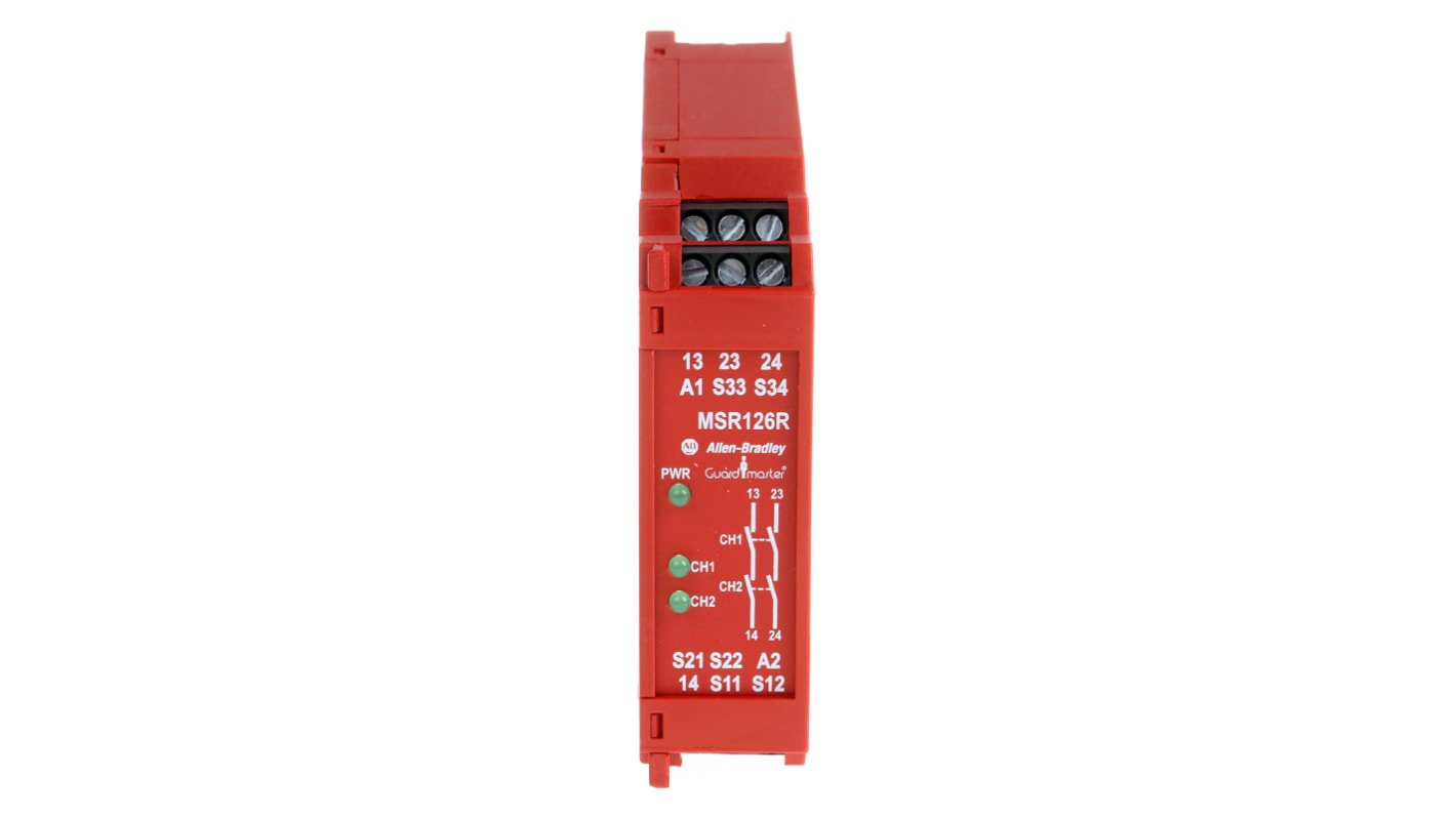 Relè di sicurezza Rockwell Automation MSR126R, 24V ca/cc, 1 canale, 2 contatti di sicurezza