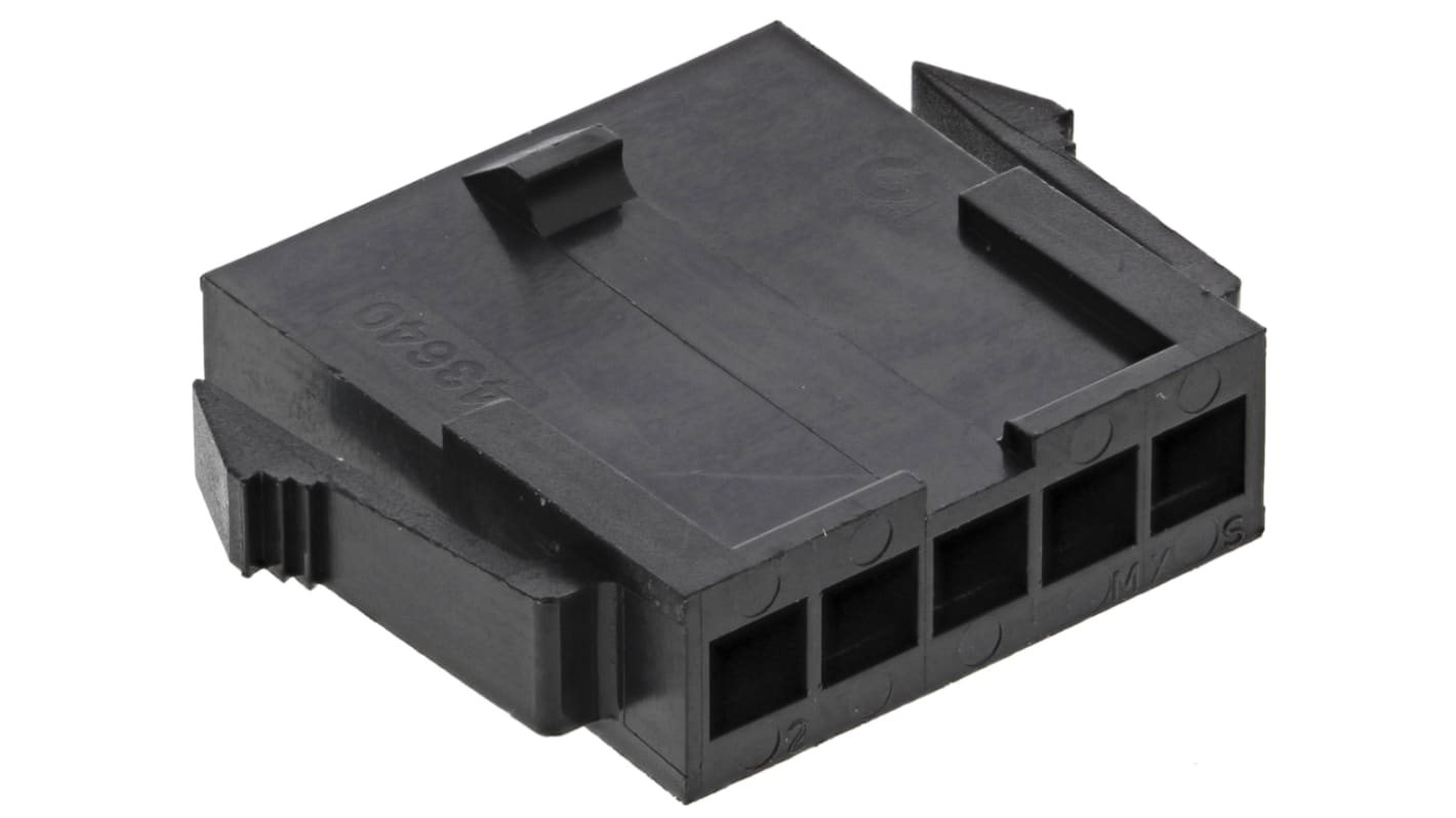 Carcasa de conector Molex 43640-0500, Serie Micro-Fit 3.0, paso: 3mm, 5 contactos, , 1 fila filas, Recto, Macho,