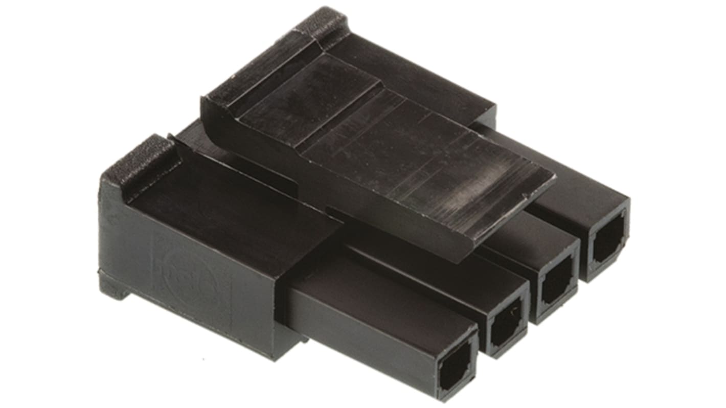 Carcasa de conector Molex 43645-0400, Serie Micro-Fit 3.0, paso: 3mm, 4 contactos, , 1 fila filas, Recto, Conector,