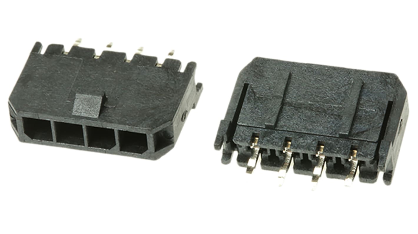 Conector macho para PCB Molex serie Micro-Fit 3.0 de 4 vías, 1 fila, paso 3.0mm, para soldar, Montaje en orificio