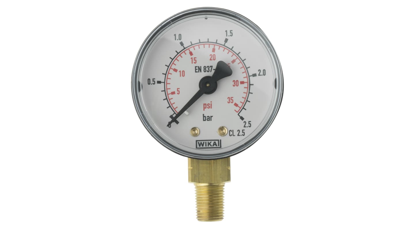 WIKA Analogue Pressure Gauge Bottom Entry, 7833968, 0bar min.