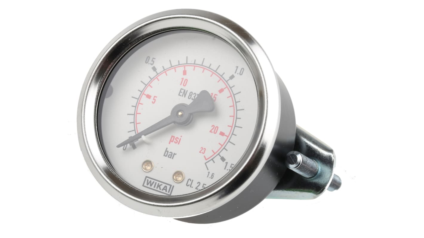 WIKA Analogue Pressure Gauge 1.6bar Back Entry, 7833985, 0bar min.