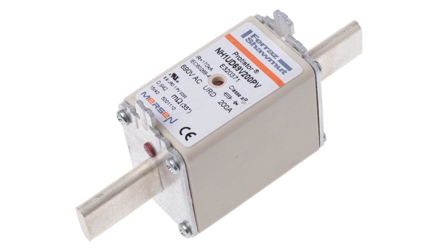 Fusible NH Mersen, NH1, aR, 690V ac, 200A, FF, IEC 269.4, IEC 60269-4