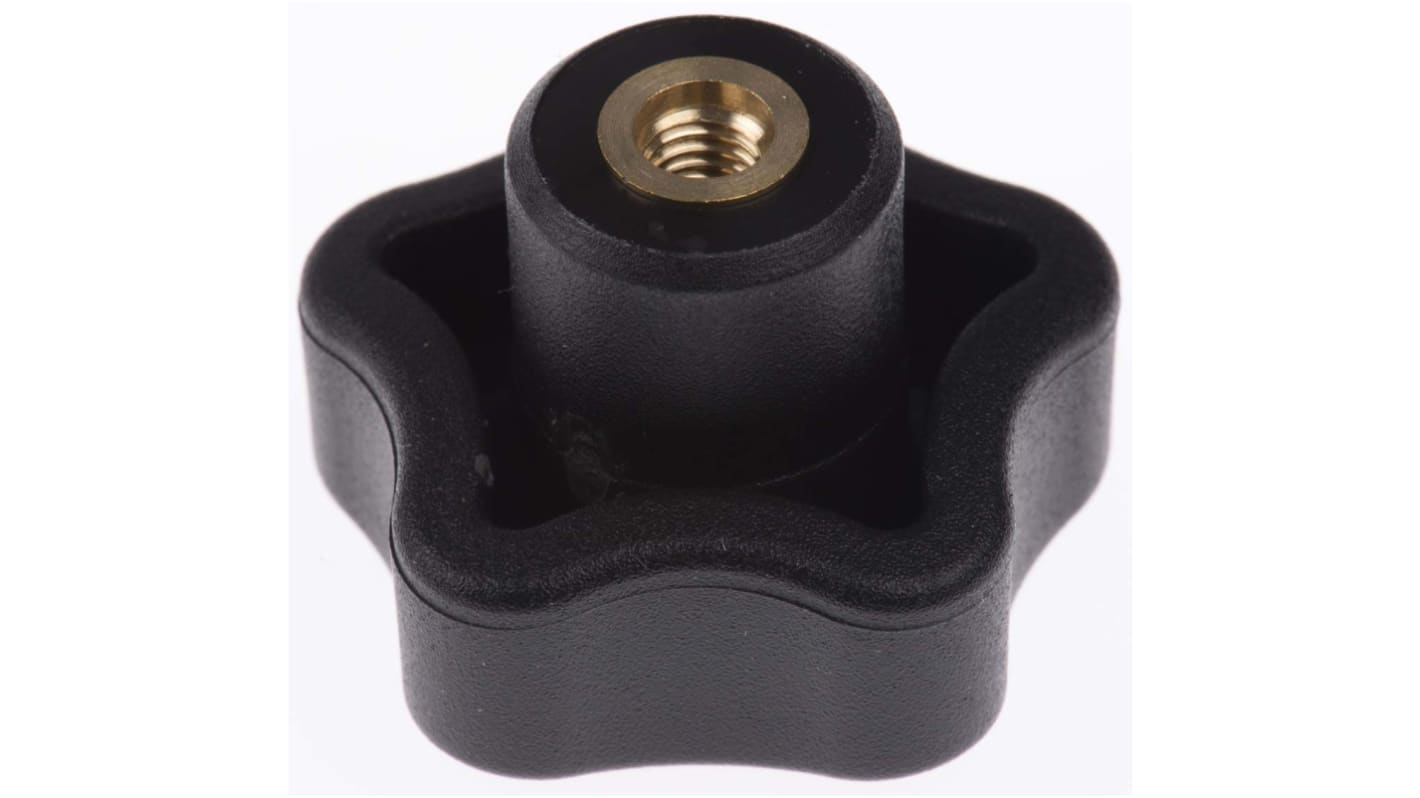 Elesa 69843 Black Multiple Lobes Clamping Knob, M5, Threaded Hole RS