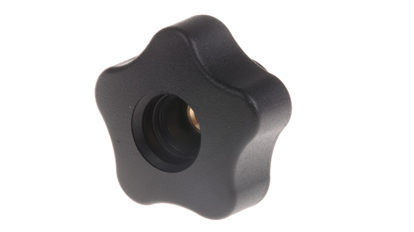 Elesa 69848 Black Multiple Lobes Clamping Knob, M6, Threaded Through Hole