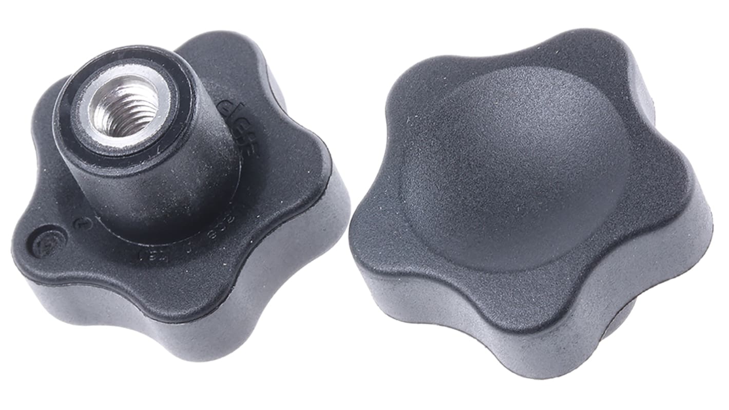 Elesa 166226 Black Multiple Lobes Clamping Knob, M6, Threaded Hole