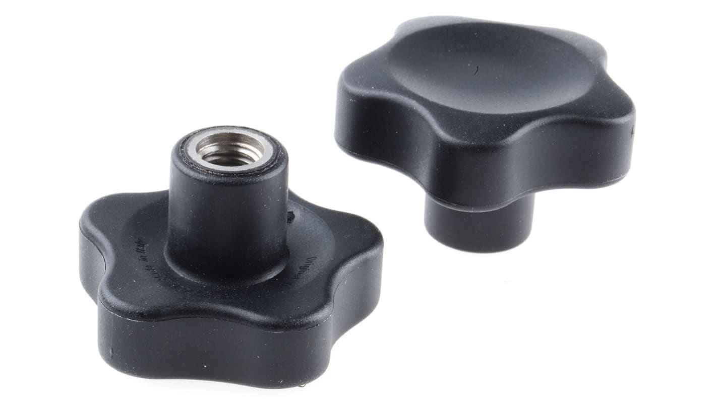 Elesa 166476 Black Multiple Lobes Clamping Knob, M10, Threaded Hole RS