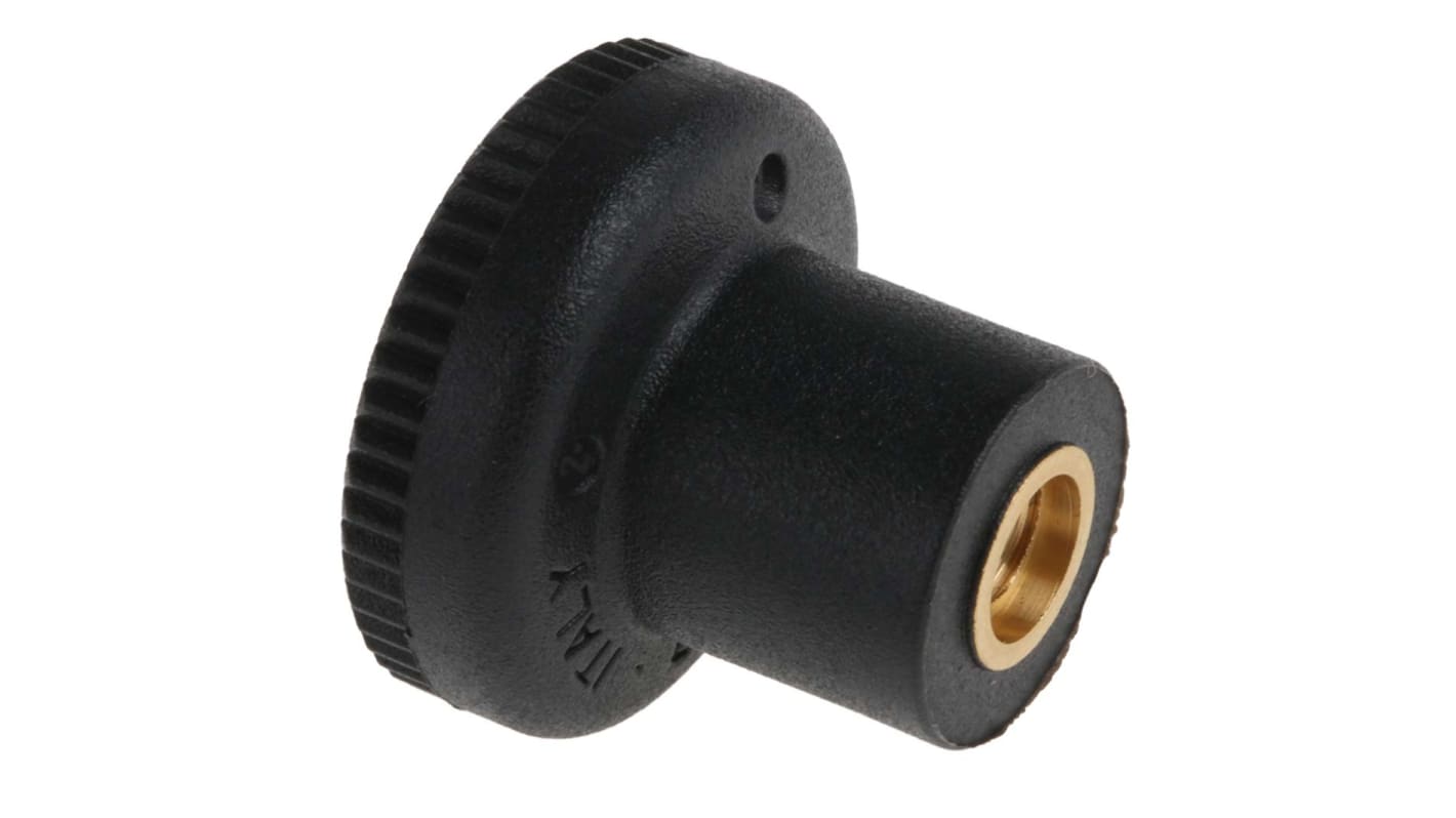 RS PRO Black Knurled Clamping Knob, M5, Threaded Hole