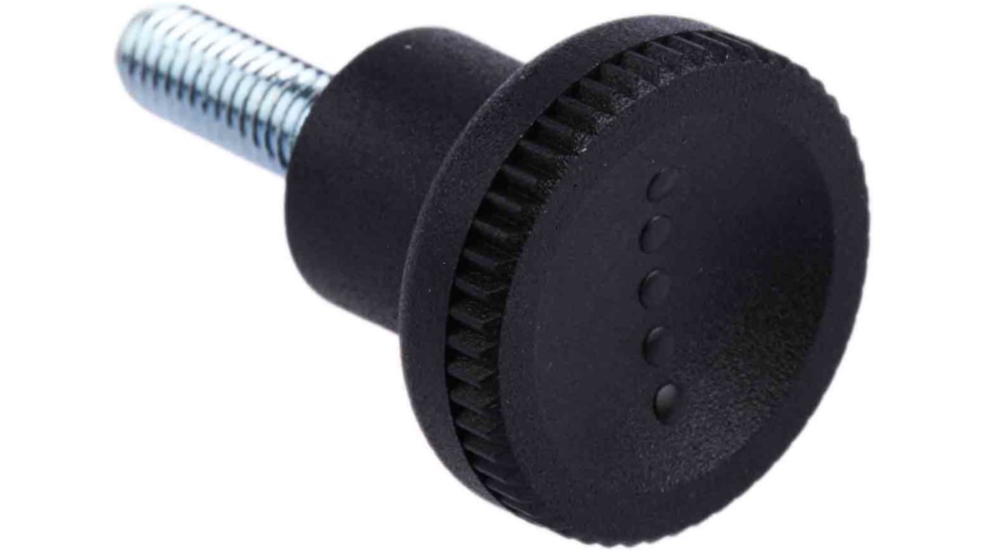 RS PRO Black Knurled Clamping Knob, M5, Threaded Stud RS