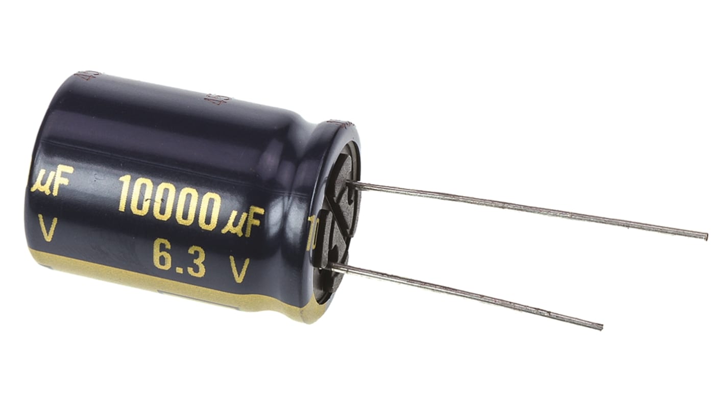 Panasonic 10000μF Aluminium Electrolytic Capacitor 6.3V dc, Radial, Through Hole - EEUFC0J103S