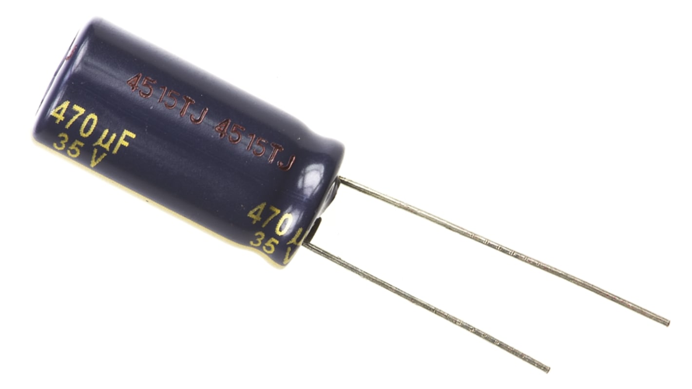 Panasonic 470μF Aluminium Electrolytic Capacitor 35V dc, Radial, Through Hole - EEUFC1V471