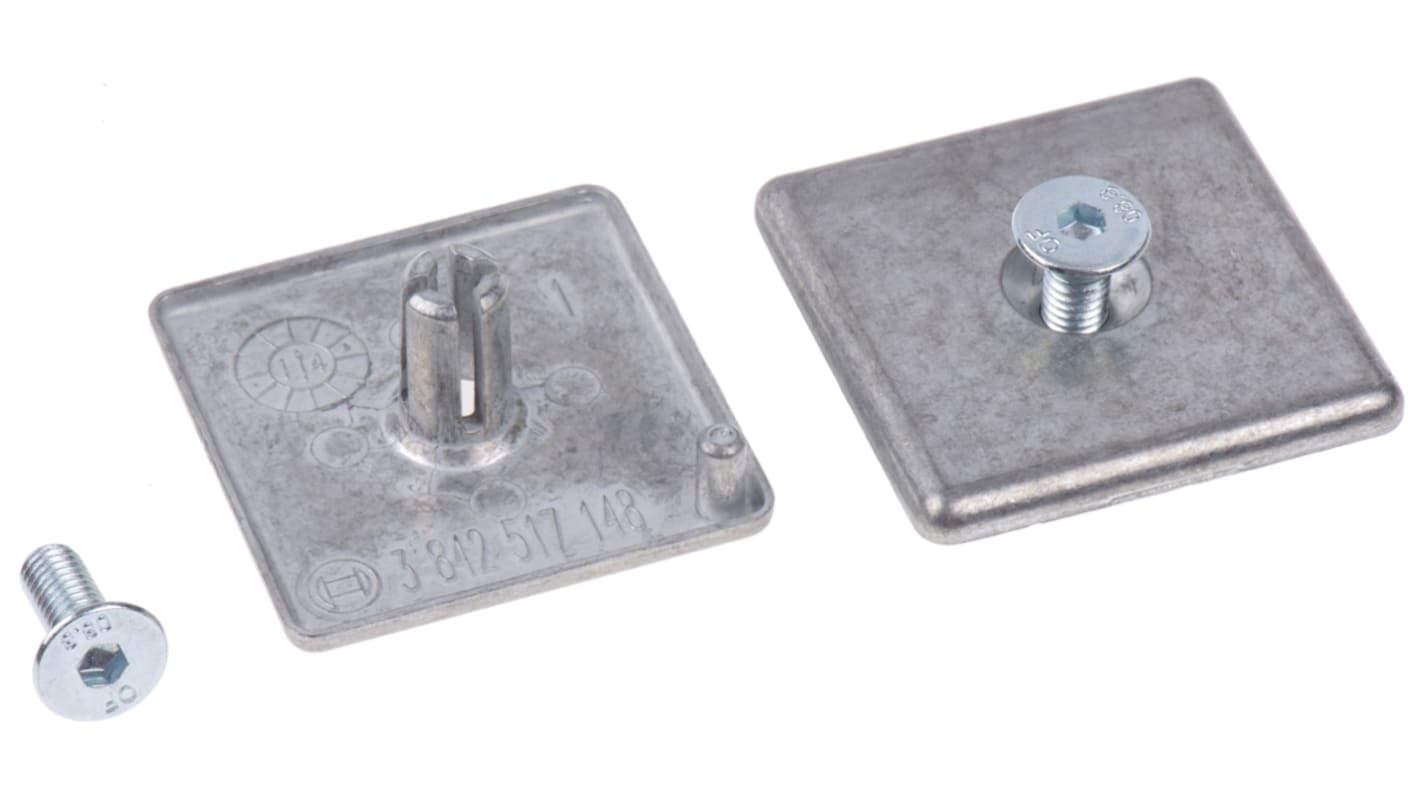 Bosch Rexroth Black Die Cast Zinc, Galvanised Steel End Cap, 45 mm Strut Profile, 8mm Groove