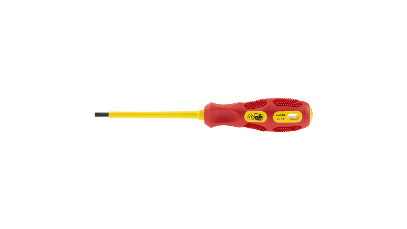 RS PRO Slotted Insulated Screwdriver, 4 mm Tip, 100 mm Blade, VDE/1000V, 200 mm Overall