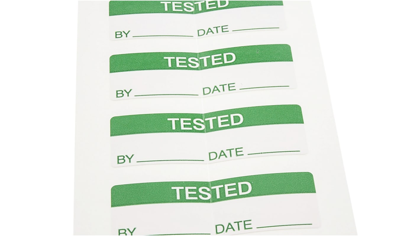 Etiqueta adhesiva preimpresa, RS PRO, 170 Etiquetas Tested