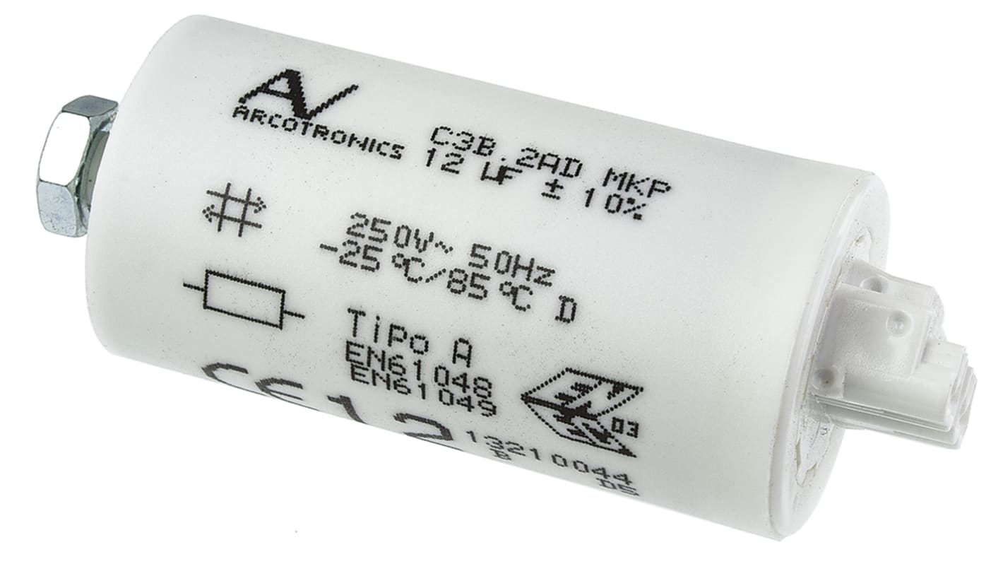 Condensador de polipropileno PP KEMET, 12μF, ±10%, 250V ac, Montaje aéreo