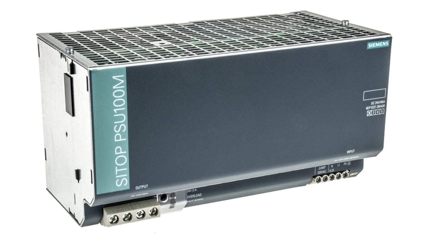 Siemens Switch Mode DIN Rail Panel Mount Power Supply, 230V ac ac Input, 24V dc dc Output, 40A Output, 960W