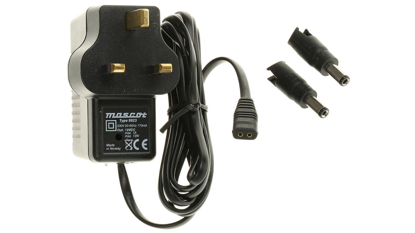 Mascot 12W Plug-In AC/DC Adapter 12V dc Output, 1A Output