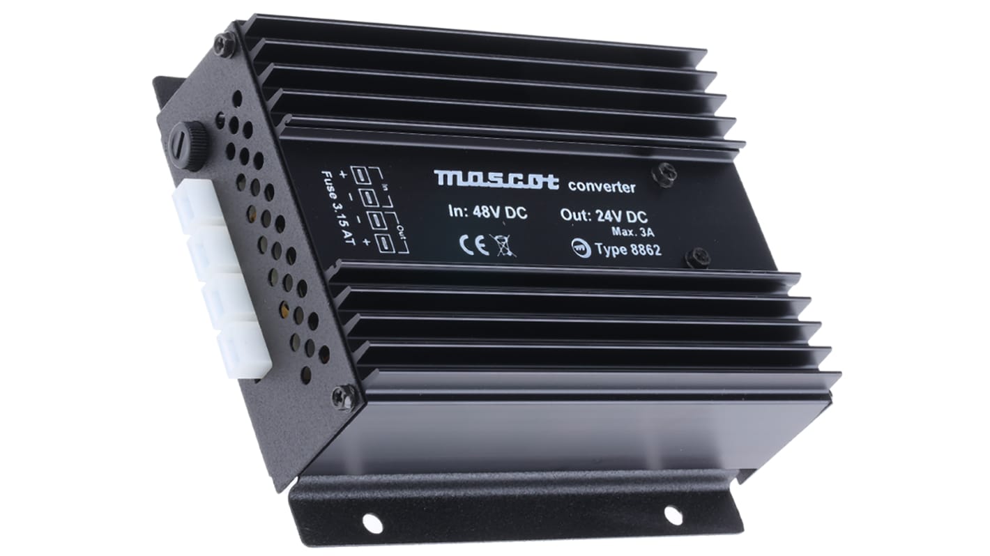 Convertisseur DC-DC Mascot, Support de montage, 132W, 24V c.c., 10A