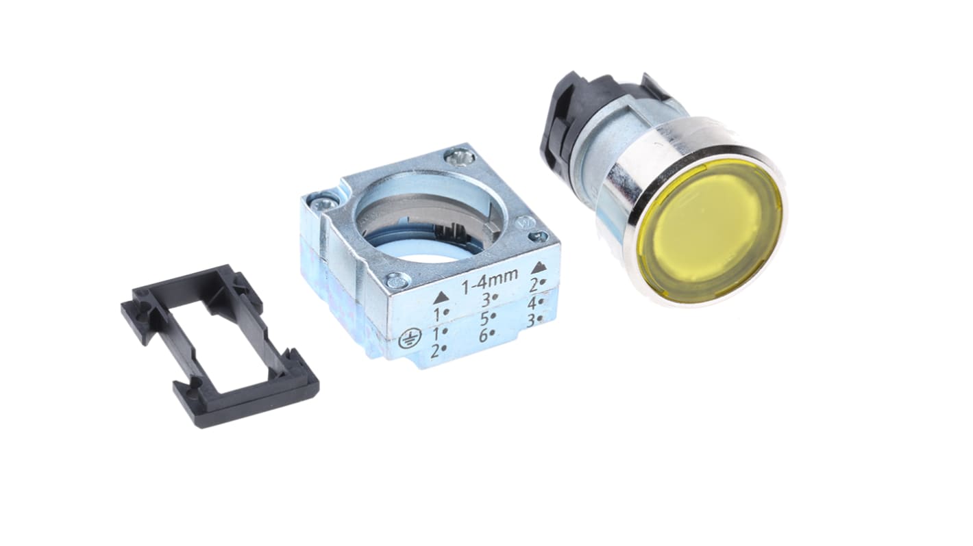 Siemens 3SB3 Series Yellow Round, Spring Return Actuation, 22mm Cutout