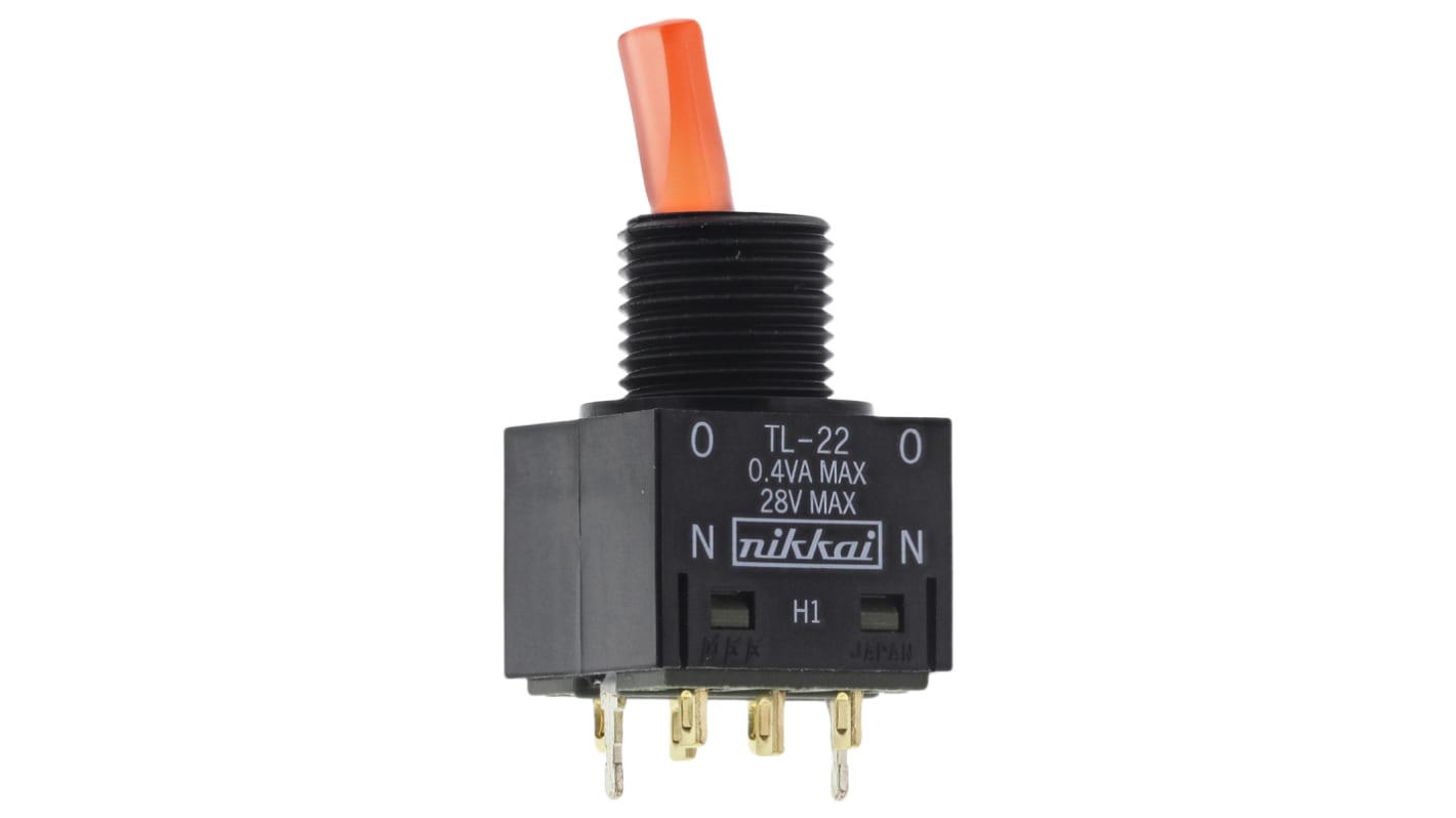 Interruptor de palanca DPDT IP65, Funcionamiento On-On, luminoso