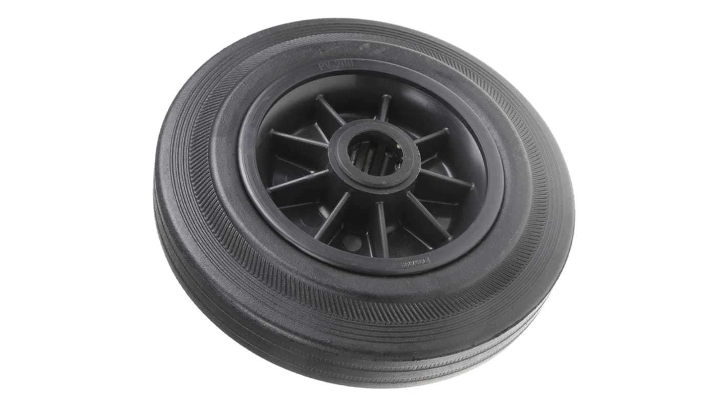 Tente Black Rubber Ageing Resistant Trolley Wheel, 205kg