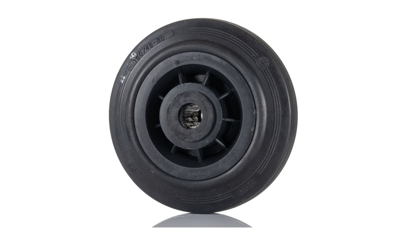 Tente Black Rubber Ageing Resistant Trolley Wheel, 135kg