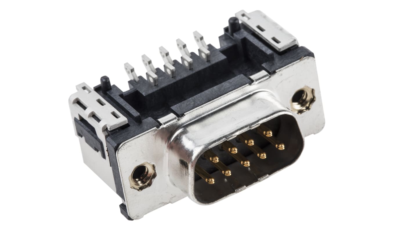 Provertha TMC 9 Way Right Angle SMT D-sub Connector Plug, 2.74mm Pitch, with 4-40 UNC Inserts