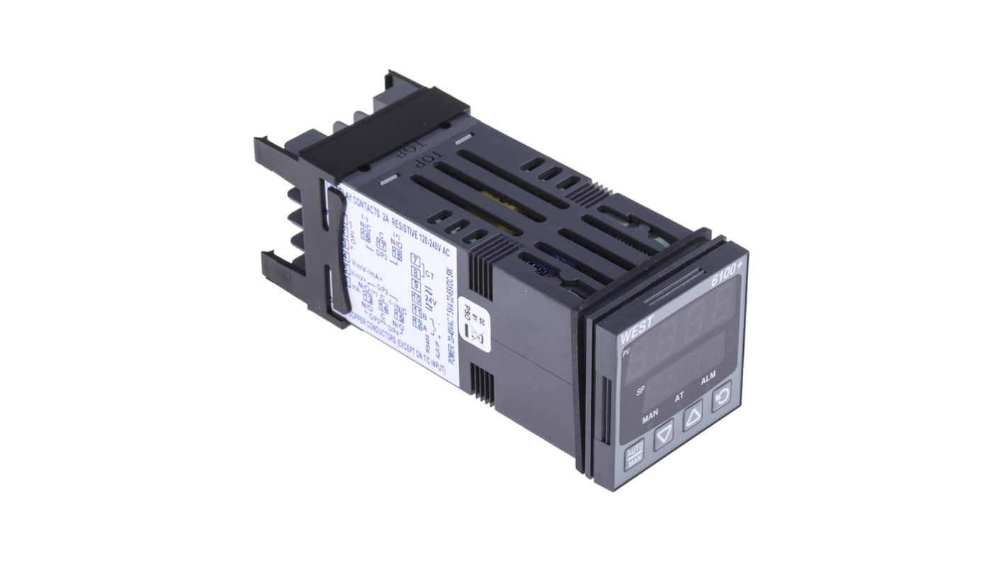 West Instruments P6100 PID Temperature Controller, 48 x 48 (1/16 DIN)mm, 1 Output Linear, 24 → 48 V ac/dc Supply