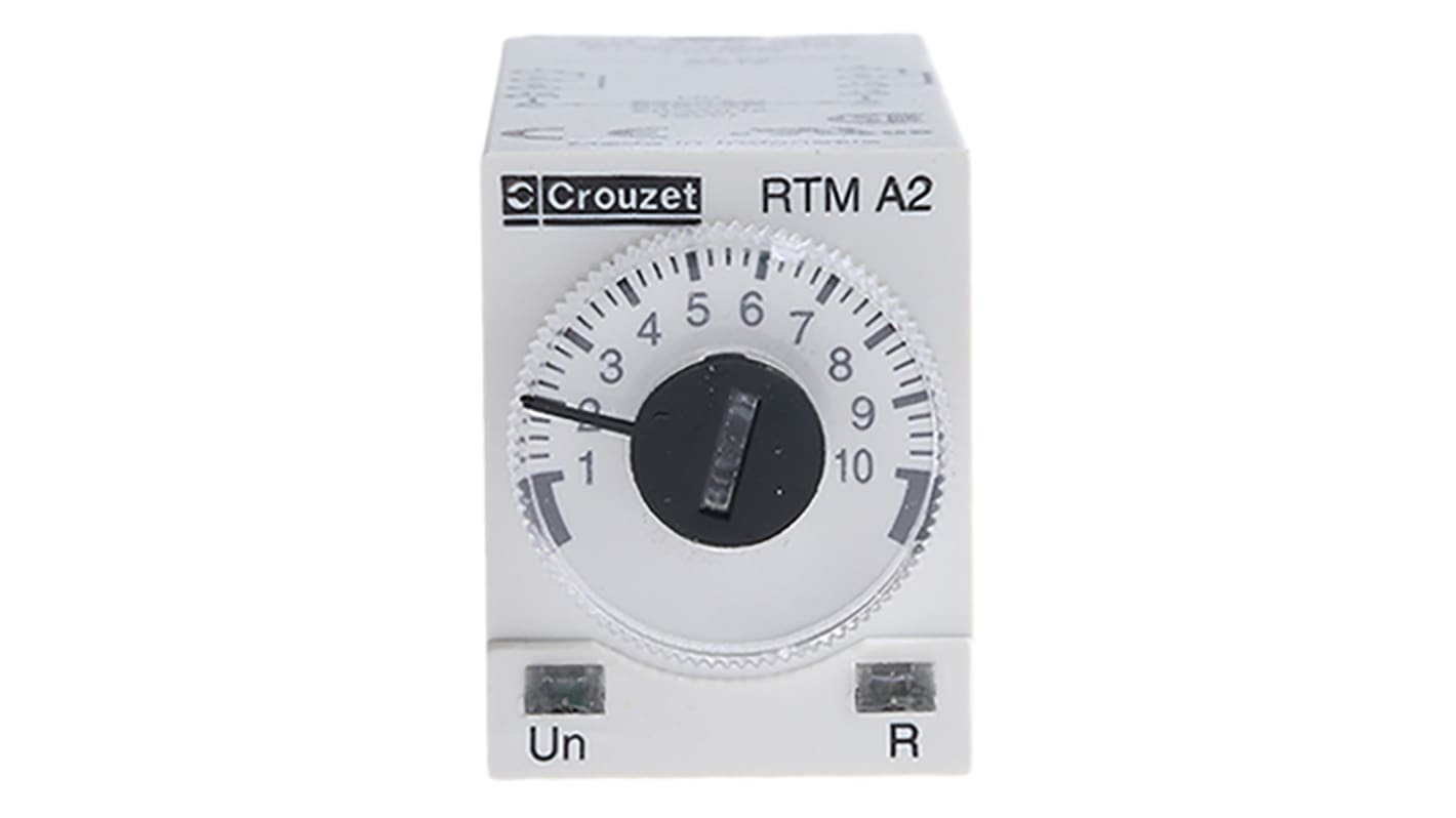 Crouzet DIN Rail Mount Timer Relay, 230V ac, 2-Contact, 0.1 s → 1h, 1-Function, DPDT