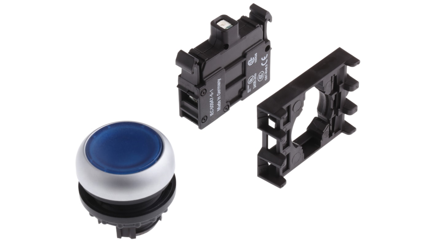 Cabezal de pulsador Eaton serie RMQ Titan M22, Ø 22mm, de color Azul, Momentáneo, IP69K