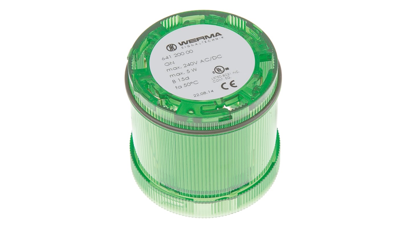 Segnalatore Werma, Verde, 12 → 230 V c.a./c.c., Ø base 70mm, h 65mm