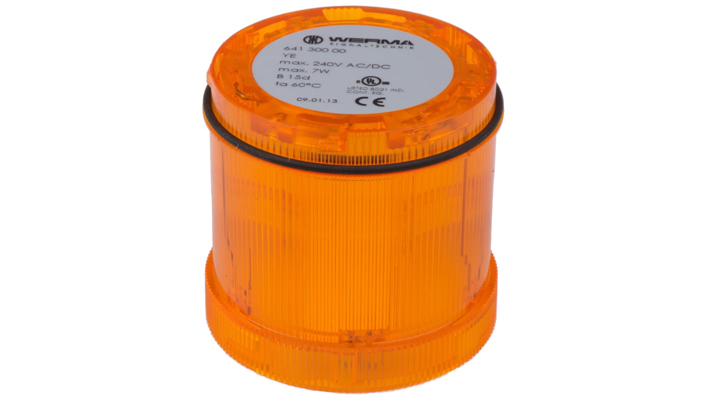 Werma 641 Series Yellow Steady Effect Beacon Unit, 12 → 230 V ac/dc, Filament Bulb, AC, DC, IP65