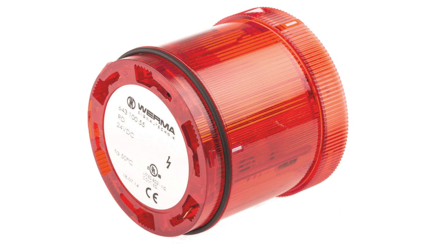 Werma 643 Series Red Flashing Effect Beacon Unit, 24 V dc, Xenon Bulb, DC, IP65