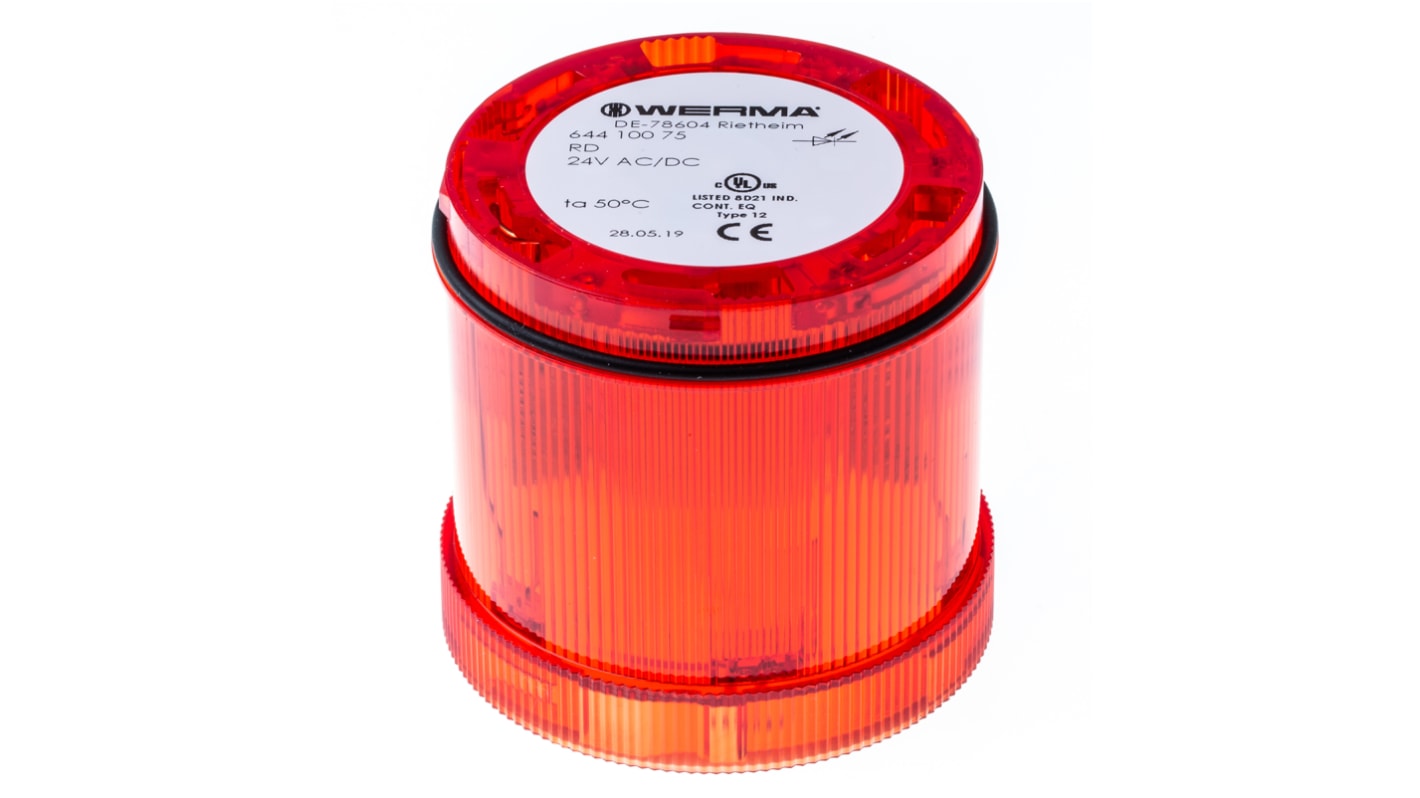 Werma KombiSIGN 71 Series Red Steady Effect Beacon Unit, 24 V, LED Bulb, AC, DC, IP65