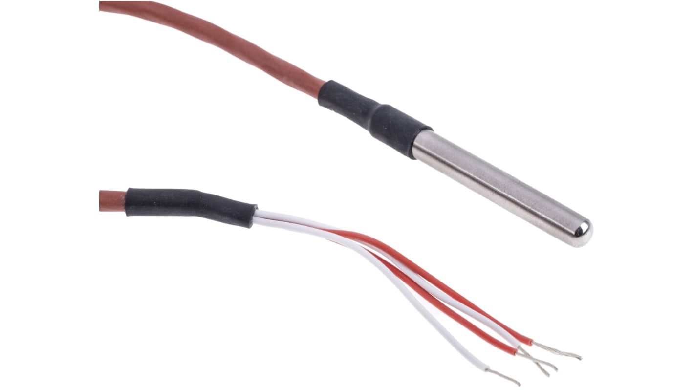 Sensor RTD PT100 RS PRO de 4 hilos, sonda: Ø 6mm, long. 50mm, cable de 2m, temp. -50°C → +200°C